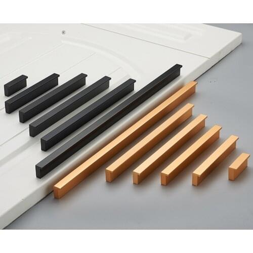 Black Golden Modern Kitchen Drawer Knob Aluminum Alloy Furniture Dresser Pull Cabinet Cupboard Hardware T Bar