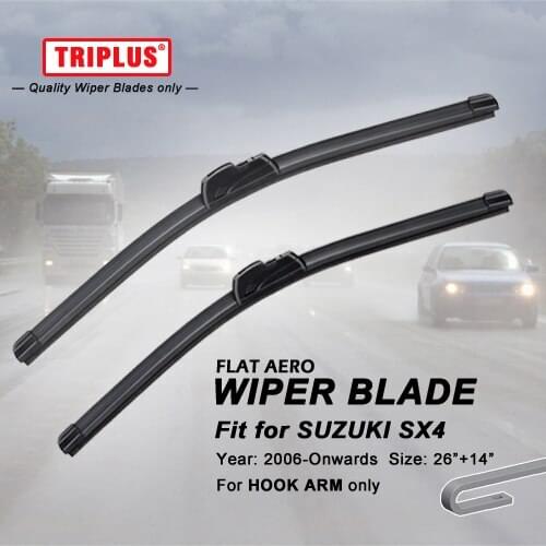 Wiper Blade for Suzuki SX4 (2006-Onwards) 1set 26"+14", Flat Aero Beam Windscreen Wipers Frameless Soft Wiper Blades