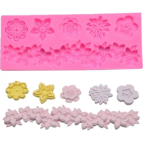 Sunflower Rose Flowers Shape Silicone Mold Cake Border DIY Decoration Chocolate Sugar Craft Polymer Clay Crafts 3D Mould Tools
