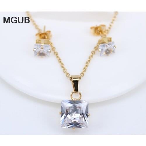 Stainless Steel Rhinestone Jewelry Sets Women Necklace Earrings Three styles Fashion Jewelery For Women Gift LH735
