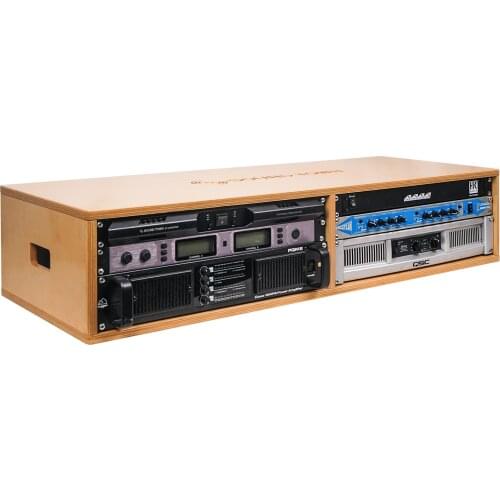 Sound Town DIY 2 x 4U Studio Rack, Plywood, Golden Oak For Recording Room, Home Studio (SDRK-D4)