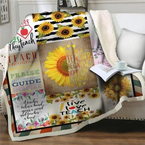 Throw Thick Blankets sunflower print Bedspread Home Textile Warm soft Sherpa Blanket Sofa Plush Blanket Couch Quilt Cover Travel