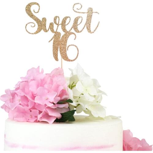 Sweet Sixteen Cake Topper Glitter Paper Number Cake Topper Birthday Party Decorations Party Supplies Birthday Cake Topper