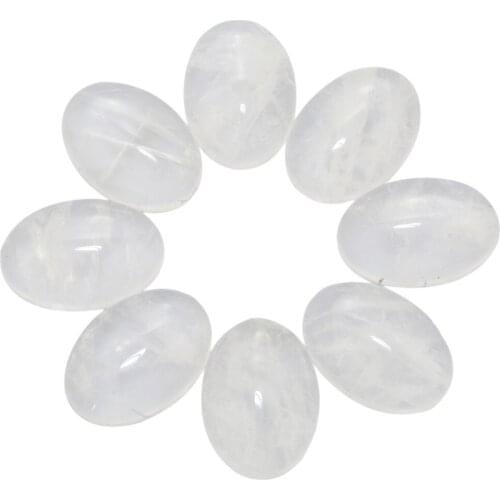 TUMBEELLUWA 1Lot (20Pc) 13x18x5mm Rock Quartz Oval Stone CAB Cabochons Flatback Beads for Jewelry Making