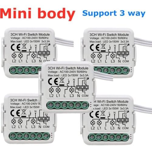 Tuya Wifi Smart Light Switch Relay Module 3 Gang Smart Life/Tuya App Control, Works with Alexa Google Home Yandex