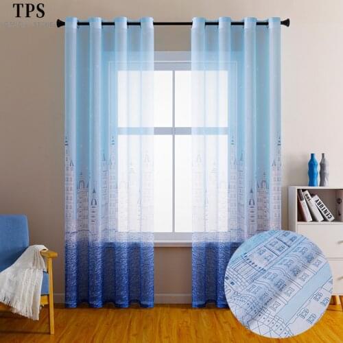 TPS Printed Castles Sheer Curtains for Living Room Bedroom Kitchen Children Kids Tulle Modern Voile Curtains Window Treatment