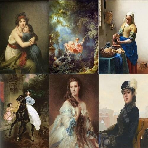 World Famous Paintings Figures 5D DIY Embroidery Full Square Round Diamond Rhinestone Kit Home Decor Restaurant Painting