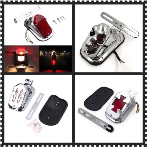 Aftermarket free shipping motorcycle parts Red Tombstone Brake Tail Light Signal For Harley Davidson Bike Chrome