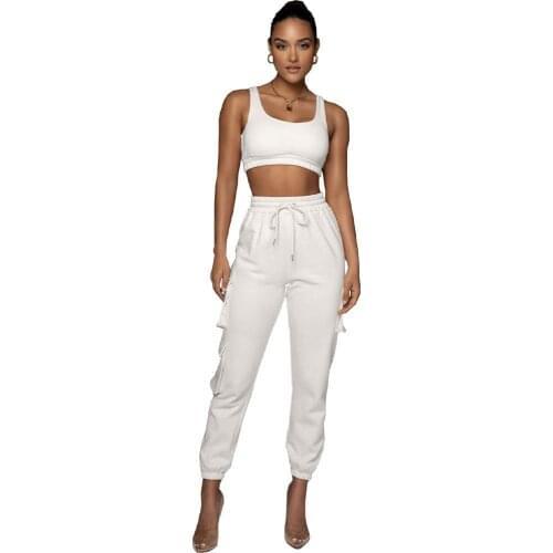 Women White Corset Top Trouser Suits Two Piece Set Women Tube Top Sexy Female Clothing Women Summer Suit 2021