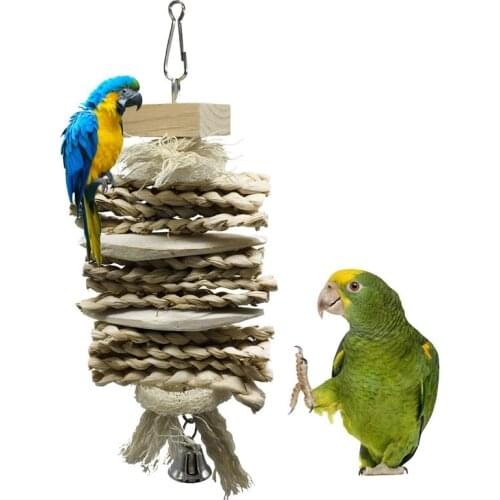 Parakeet Chewing Toy Parrot Bird Bites Swing Toys Birds Hanging Block Toy Pet Bird Parrot Cockatiel Cage Bird Toys 2021