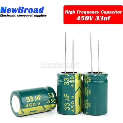10PCS Aluminum electrolytic capacitor 250V 33UF 400V 33UF 450V 33UF high frequency low resistance long life Green-gold