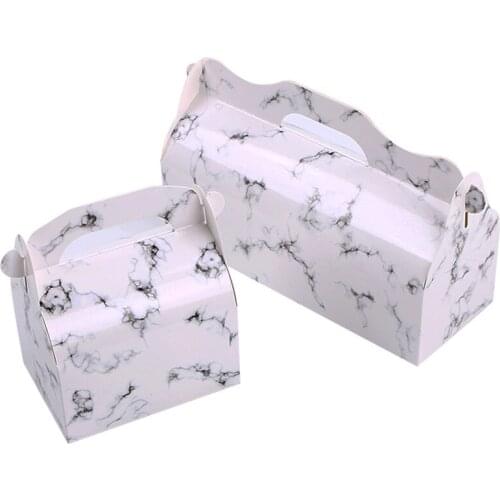 10pc Disposable Swiss Roll Marbling DesignTake-out Packing Box Cake Dessert Gift Box Food Grade Paper Food Fried Chicken Packing