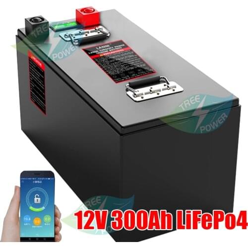 12V 300Ah LiFePO4 Battery Pack With BMS Lithium Power Golf Cart Batteries RV Campers Off-Road Off-grid Solar energy