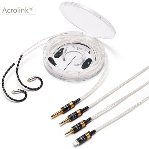 Acrolink 16 Core Upgraded Silver Plated Earbuds with mmcx for 4.4/3.5/2.5/iphone Detachable Stereo Audio Headphone Cable