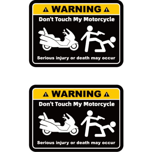 2 Pcs Warning Slogan Don't Touch My Motorcycle Waterproof Reflective Body Stickers Decals 8cmx5.6cm