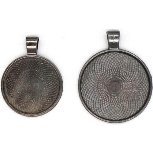 20 x Gunmetal Black Round Necklace Bezel Blank Pendant Trays Cabochon Cameo Base Setting Jewelry Accessories Supplies 25mm/30mm