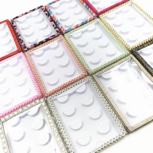 Wholesale 3/4/5 pairs diamond false eyelash packaging box fake 10mm-25mm 3d mink eyelashes boxes diamond case lashes empty