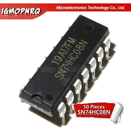 50pcs 74HC08N SN74HC08N 74HC08 SN74HC08 DIP-14 Logic Gates QUAD 2-INPUT AND GATE new original