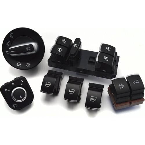 7PCS/SET Window Headlight Mirror Tailgate & Fuel Switch Button For VW Passat B6 3C0962125B 5ND959565A 5ND941431B Free