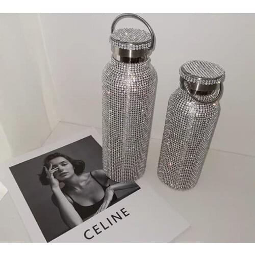 Diamond Thermos Vacuum Flask Bling Hot Water Thermos Stainless Steel Thermos Bottle Sparkling Large Insulated Bottle Coffee Mug