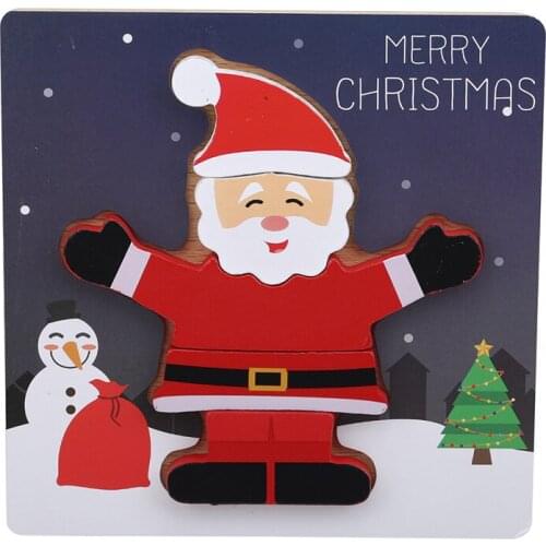Wooden Christmas Puzzles Toys For Kids Toddlers Xmas Tree Jigsaw Puzzles Holiday Educational Toy Christmas Party Bag Gift