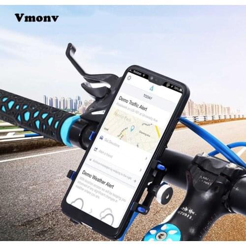 Vmonv Aluminum Motocycle Bicycle Mobile Phone Holder Stand For iPhone 8P XR Sansung S9 Mountain Bike Handlebar GPS Bracket Mount