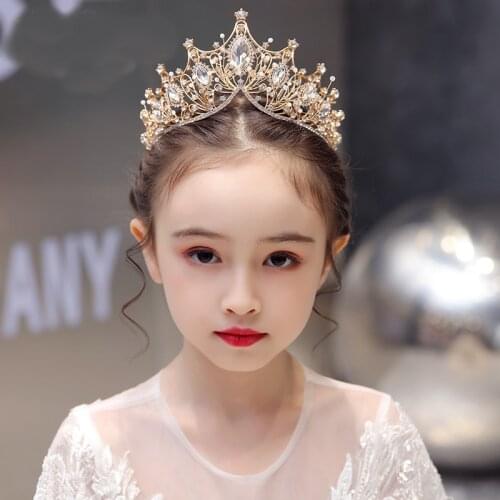 Childrens crown tiara princess girls crown crystal girl birthday catwalk hair accessories