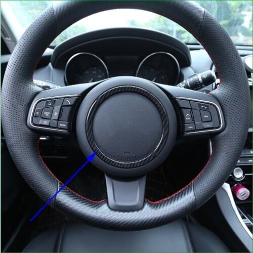For Jaguar F-Pace XE XF F-Type 2016 2017 2018 Steering Wheel Car Logo Frame Ring Sticker Cover Trim Car styling Auto Parts