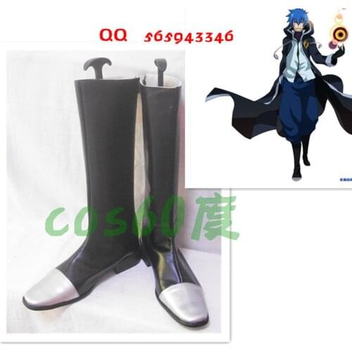 Fairy Tail Jellal Fernandes Black Cosplay Shoes Boots S008