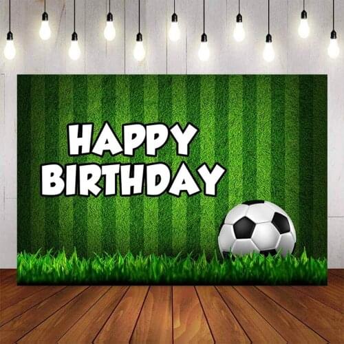 Photography Background Field Grass Soccer Party Backdrop Boy Baby Happy Birthday Party Decor Photocall Backdrop Photo Studio