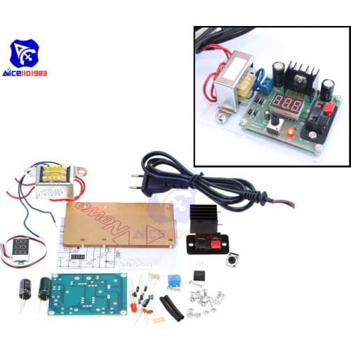 DIY Kit LM317 220V to 1.25 -12V Continuously Adjustable Regulated Voltage Power Supply Module with Transformer EU Plug Adapter