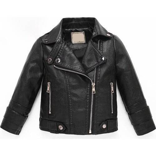 Kids Leather Coat New Childrens Leather Jackets Spring Autumn Child Pu Leather Jacket Fashion Boys Collar Zipper Coats 3-8 Yrs