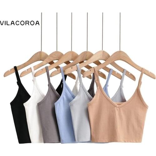Summer V-neck Sleeveless Cropped-top Camisole Ladies Clothes Stretch Slim Sling Top Female Casual Solid Backless Streetwear 2021