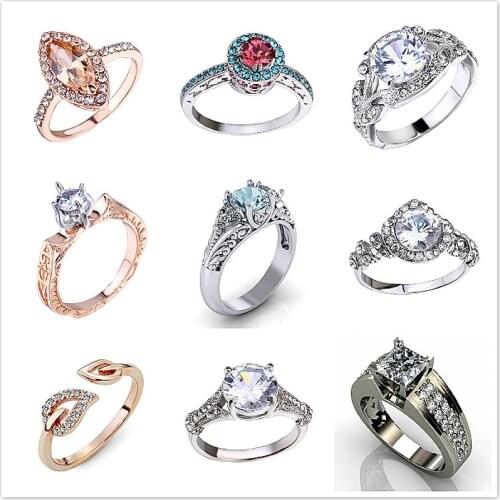 Hot Sale Ring Trendy Crystal Engagement Claws Design Shine Rings For Women Zircon Cubic Elegant Rings Female Wedding Jewerly