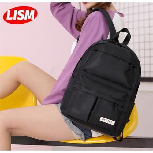 LISM High Capacity Fashion Backpack New Korean Canvas Leisure College Female Student Travel Shopping Beach Bag Multi functional