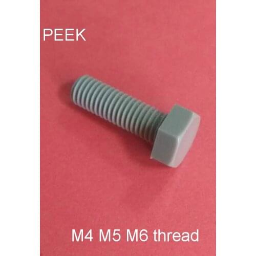 M4 M5 M6 thread PEEK external hexagon screw hex Cap Screw Hexangdlar bolt polyether-ether-ketone Resistant corrosion acid