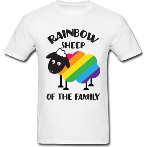 Cute Tshirt Rainbow Sheep Of The Family Funny Mens Animal T Shirt Custom Personalized Tops T Shirt Leisure Brand Tees For Boy