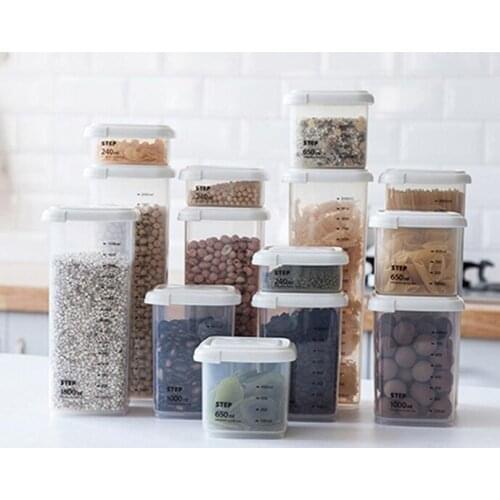 Multi-Capacity Kitchen Sealed Box Food Storage Container Cans Plastic Cereal Grain Organizer Can Transparent Food Canister Jar