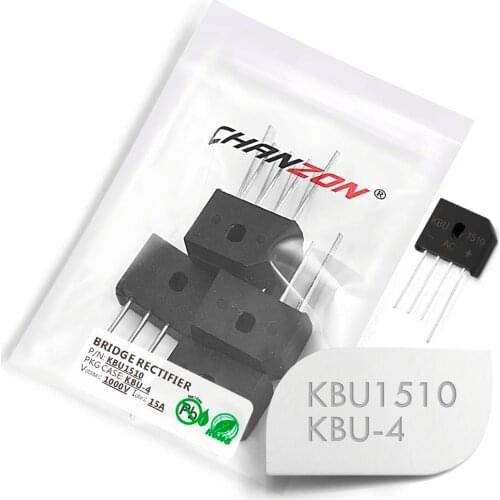 10 Pcs KBU1510 Bridge Rectifier Diode 15A 1000V KBU-4 (SIP-4) Single Phase Full Wave 15 Amp 1000 Volt Silicon kbu 1510