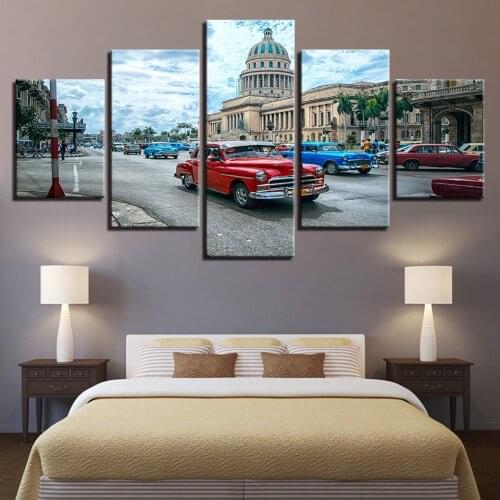 Wall Art Havana Cuba Car City Paintings Canvas Pictures Home Decor Framework 5 Pieces HD Prints Landscape Posters Drop Shipping