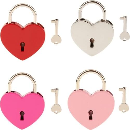 New Hot Vintage Heart Shape Padlock w/ Key Tiny Suitcase Crafts Lock Set Lovers Heart Locks Gifts Presents L Creative Birthday
