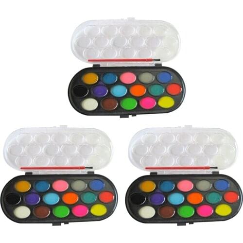 16 Colors Professional Solid Watercolor Paints Paint Box With Paintbrush Bright Color Portable Sketch Color Art Tool Art Supply