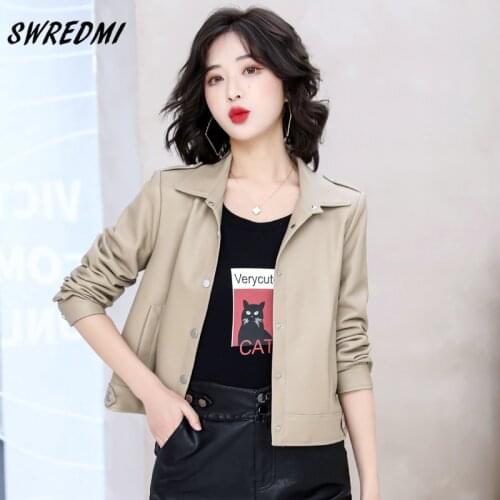 Spring Leather Clothing Women Offfice Lady Leather Jacket Autumn Fashion Suede High Quality Single Breasted Coat SWREDMI