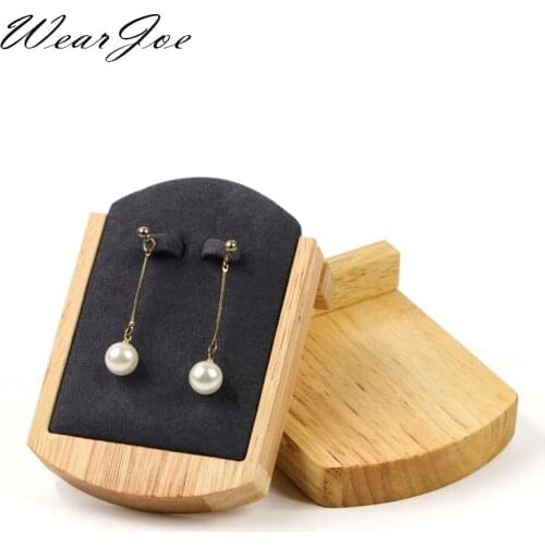 Solid Wood Dangle Drop Hoop Stud Earrings Jewelry Display Stand Holder Ear Nails Exhibition Rack for Shop Store Desktop Showcase