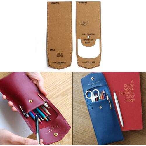 1Set DIY Kraft Paper Template New Fashion Cute Pencil Case Stationery bag Leather Craft Pattern DIY Stencil Sewing Pattern