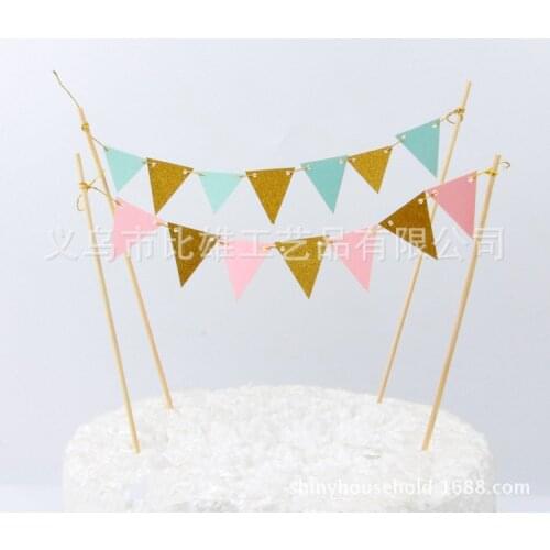 1Set Happy Birthday Cake Toppers Banner Flag Baby Shower Birthday Party Cupcake Topper Kids Girl Boy Birthday Cake Decorations