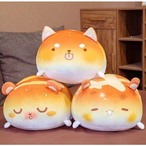 Simulation 3D Bread Rabbit Dog Pillow Butter Bear Sofa Pillows Plush Doll Toy for Kids Room Gift Decorations