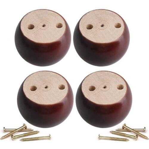 4pcs 5cm Height Wooden Furniture legs Red Brown Eucalyptus Round Sofa Table Feet Couch Dresser Armchair foot More gifts