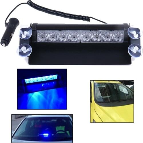 8 LED 8W 12V Blue Emergency Police Car Truck Dashboard Warning Flash Strobe Light