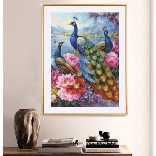 Diamond Embroidery Peacoc Mosaic Picture of Rhinestones Decor Gift 5D DIY Diamond Painting Full Round Animals Cross Stitch Kit